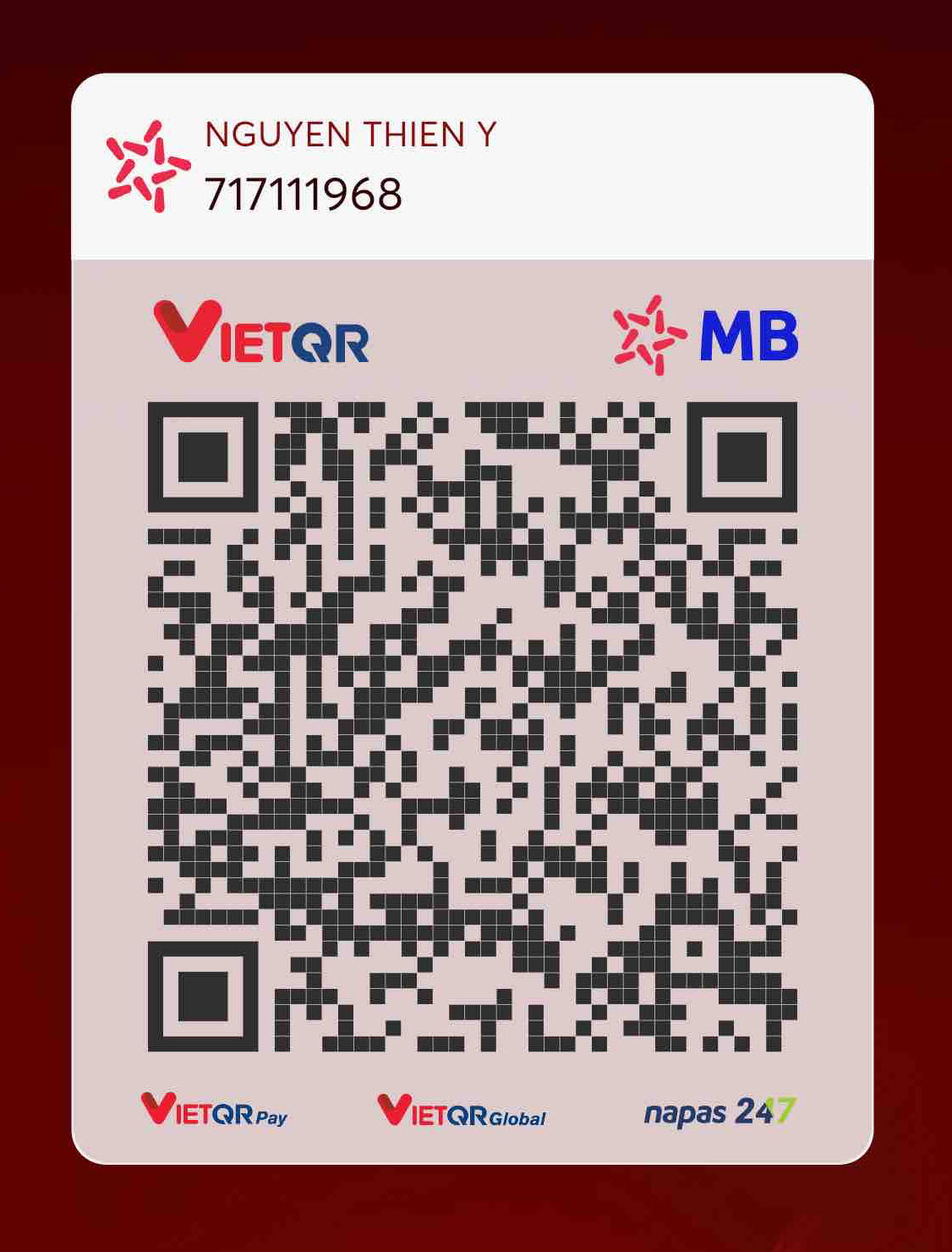 Mã QR chuyển khoản tới tài khoản 717111968