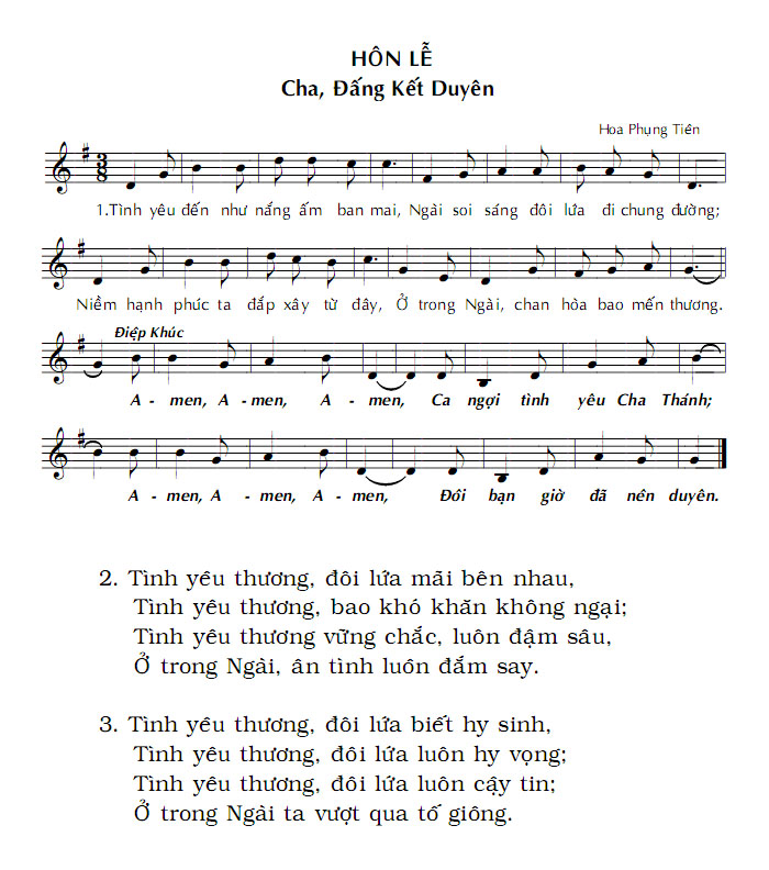 Bản nhạc bài Cha, Đấng Kết Hôn