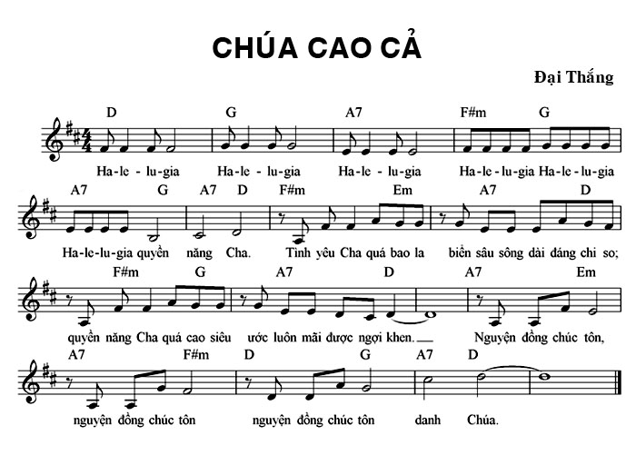 Bản nhạc bài Chúa Cao Cả
