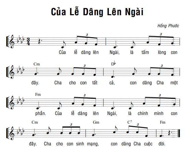 Bản nhạc bài Của Lễ Dâng Lên Ngài