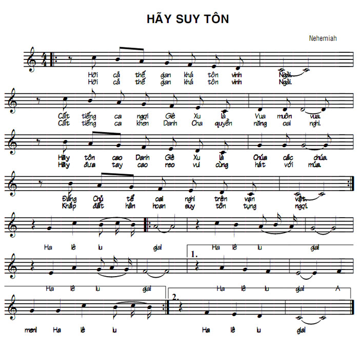 Bản nhạc bài Hãy Suy Tôn