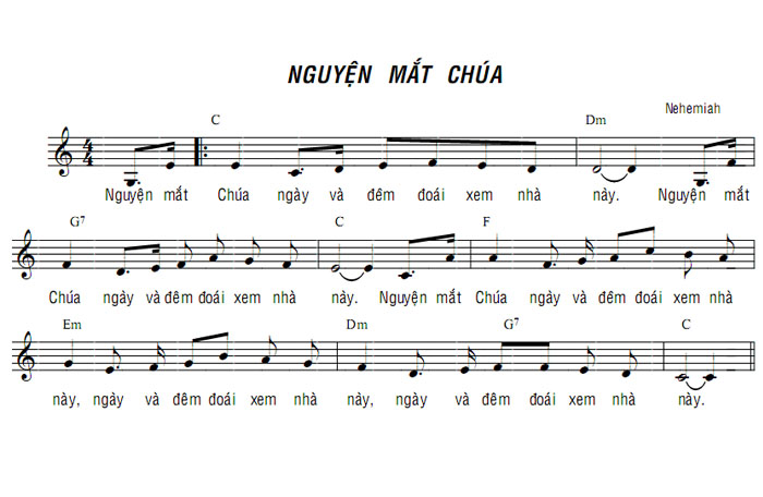 Bản nhạc bài Nguyện Mắt Chúa
