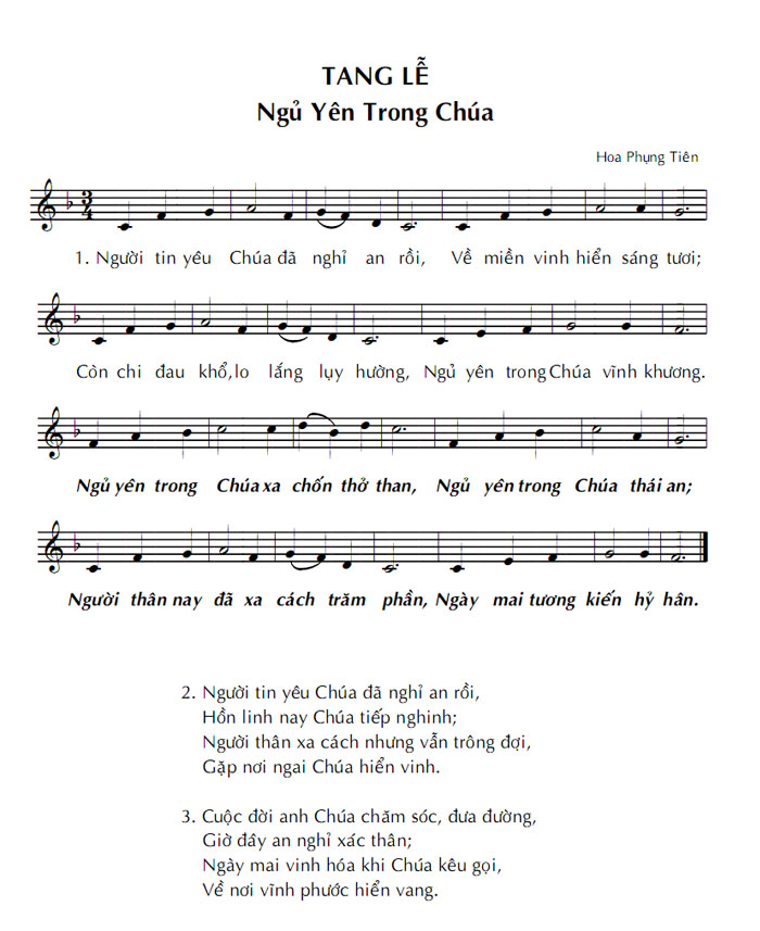 Bản nhạc bài Ngủ Yên Trong Chúa
