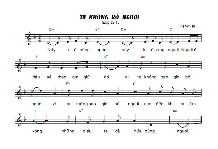 Bản nhạc bài Ta Không Bỏ Ngươi